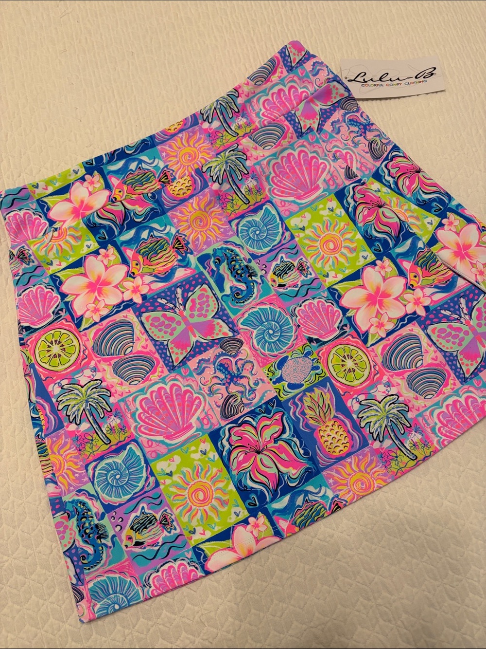 NEW Lulu-B Multicolor Tropical Patchwork Skort